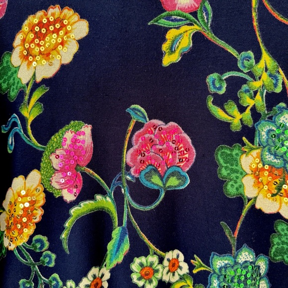 Desigual Yovana Pullover in Navy Floral with Sequin Accents, Size M - Picture 6 of 10